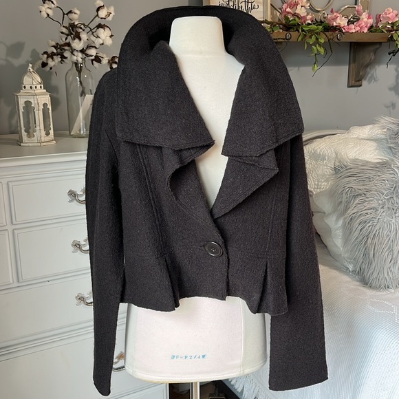 Wool coat jacket lightweight dark brown womens M Blazer Essentials by ABS - Picture 1 of 14